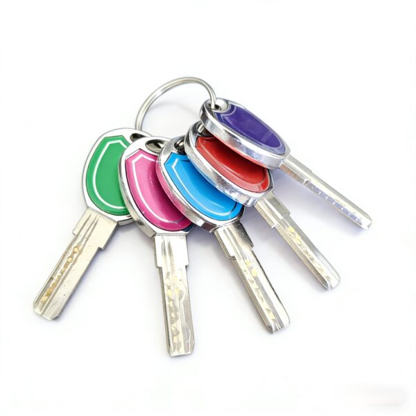 5pcs colorful plastic handle computer keys, brass blade, easy to identify, ideal for rim locks and security hardware.